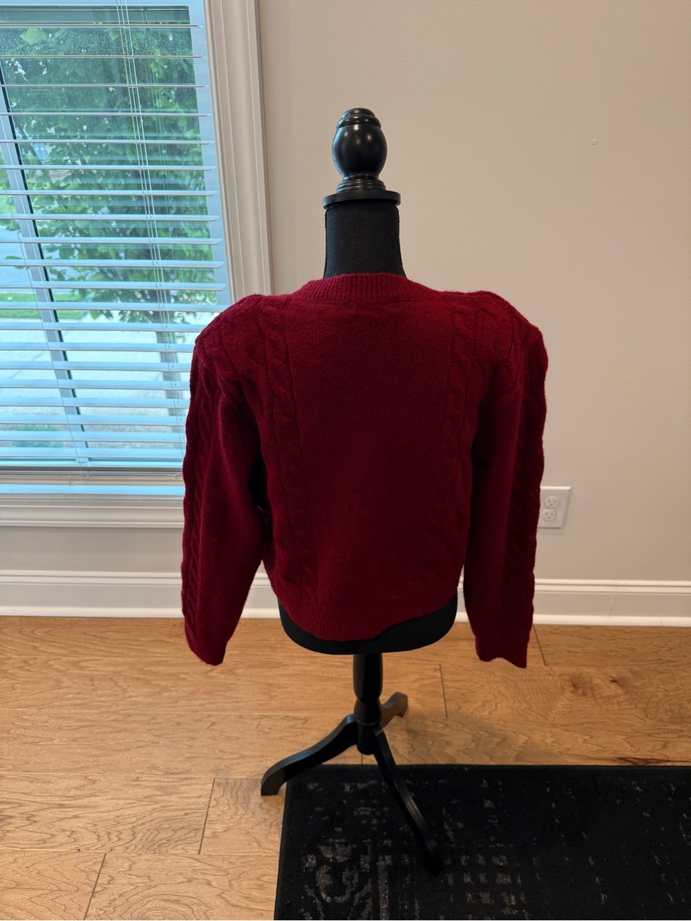 J. Crew Burgundy Cable Crewneck Sweater